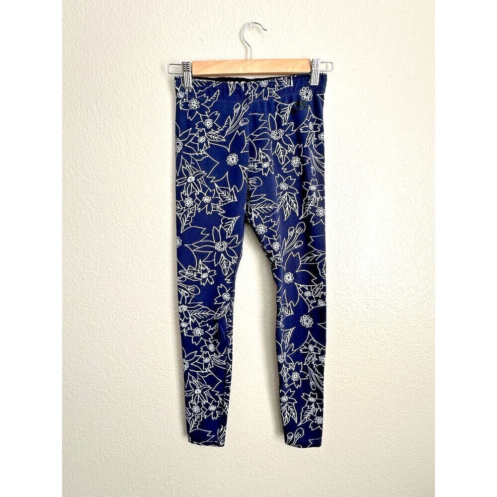 Nike Just Do It Print Floral Legging Women's Size Small Blue Elastic Band Gym - Picture 2 of 4